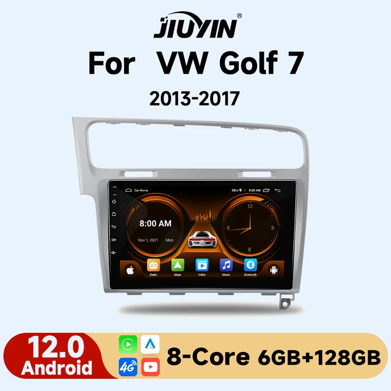 

JIUYIN AI Voice Wireless CarPlay Android Auto Radio for VW Golf 7 2013-2017 Car Multimedia GPS 2din autoradio