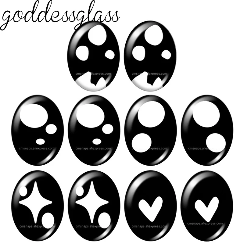 

5pair Cartoon Doll glass Eye Black Stars Hearts pupils 10x14mm/13x18mm Oval photo glass cabochon demo flat back Making finding