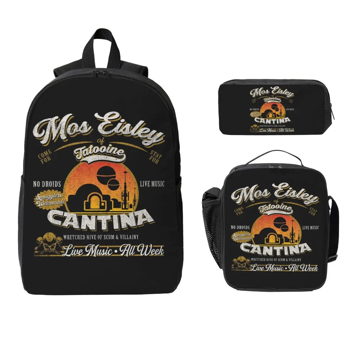 

Mos Eisley Cantina Tatooine Dk Backpack Student BookBag School Bag Computer Shoulder Bags 3ps Insulated Lunch Bag Pencil Case