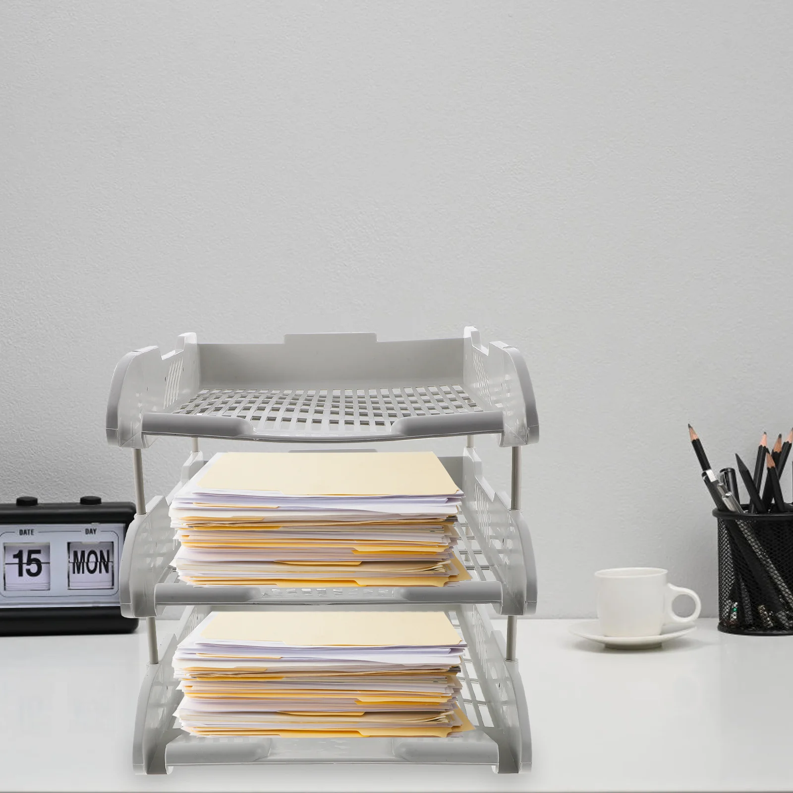 

3 Tier Desktop File Organizer PP Material Vertical Storage Tray for Office Home Desk Document Letter Paper Sorter Holder