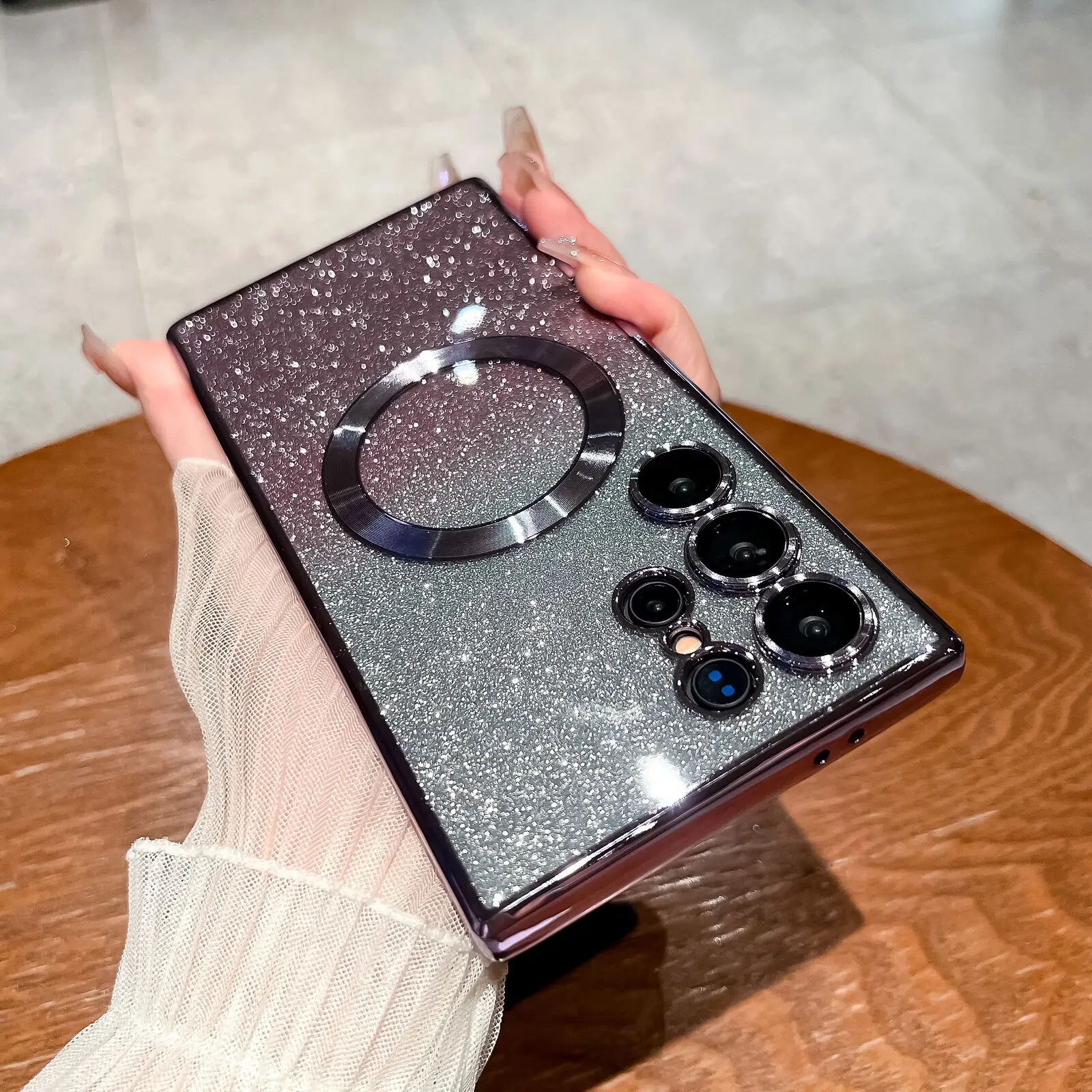 Sparkling Gradient Glitter Phone Case For Samsung Galaxy S25 Ultra S24 FE S23 Plus Magentic for Magsafe Phone Case Shining Cover