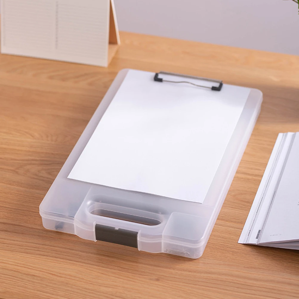

Clipboard with Storage Compartment Box Folder Openable Paper Organizer Can Be Opened Transparent File