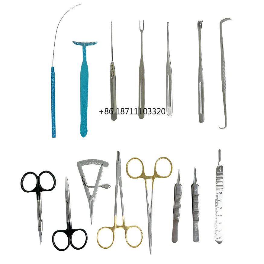 Baitang Medical Double Eyelid Instruments Set with Surgical Scissor Eyelid Tweezer Needle Holder Eye Design Tool Fine Retractor