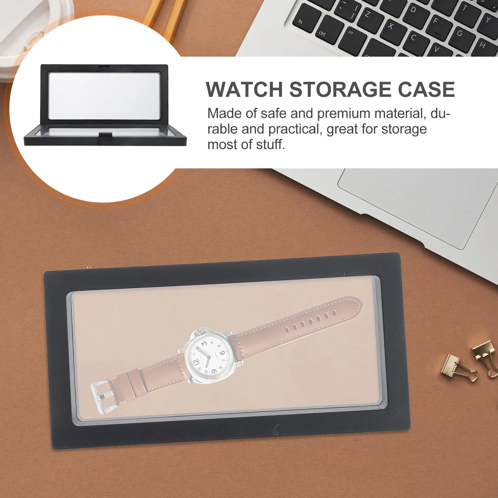 2 Pcs Watch Storage Case Floating Display Box Transparent Frame for Jewelry Earrings Bracelets Necklaces Safe Material