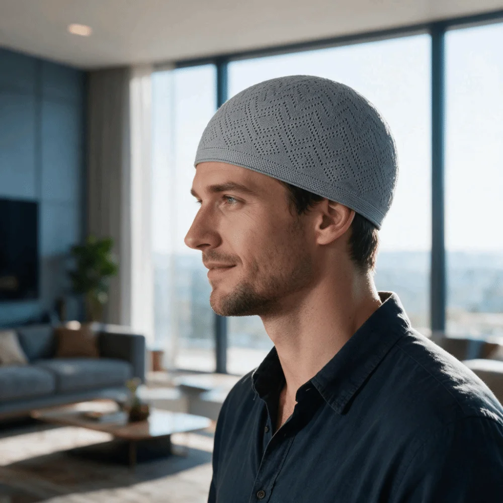 New Stretchy Prayer Hat Soft Breathable Beanie Hat Solid Color Durable Men Knitted Cap Casual