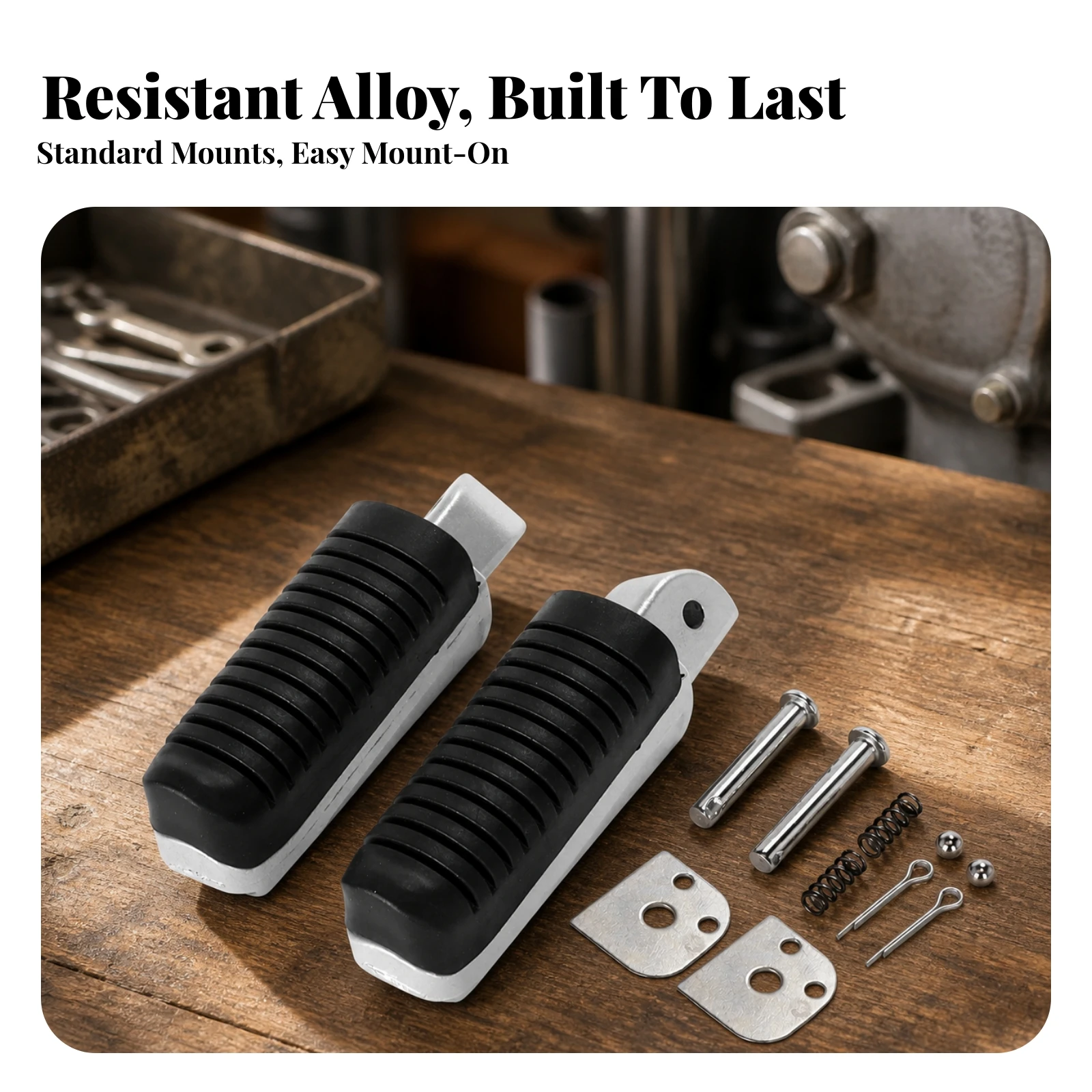 Aluminum-Alloy Rear Footpeg with Rubber Grip Surface Pad Sturdy Universal Aftermarket Rear Footpeg Rugged Compact