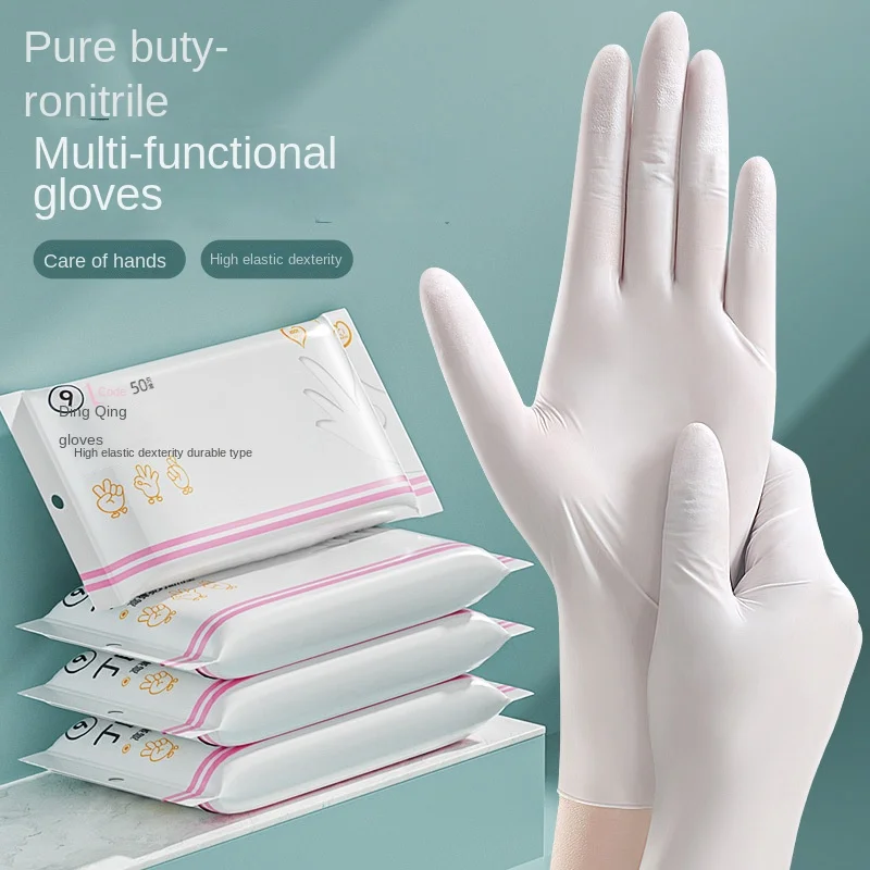 Nitrile Dishwashing Gloves Household Cleaning Kitchen Food Grade Disposable Household Waterproof Female Work Gloves #3933