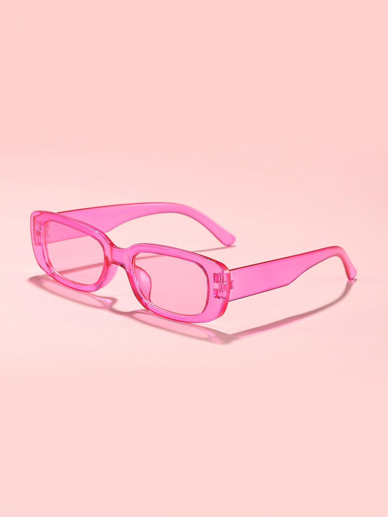 1 pc Rose Pink Women's Rectangular Fashion Sunglasses, Y2K Dopamine