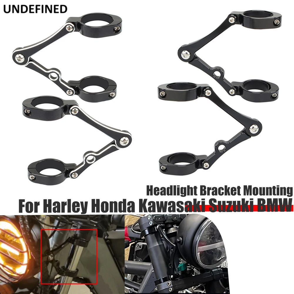 

50mm-54mm Headlight Bracket Fork Tube Ear Clamps Holder For Harley Chopper Bobber Cafe Racer Custom Dyna Bikes Motorcycle Black