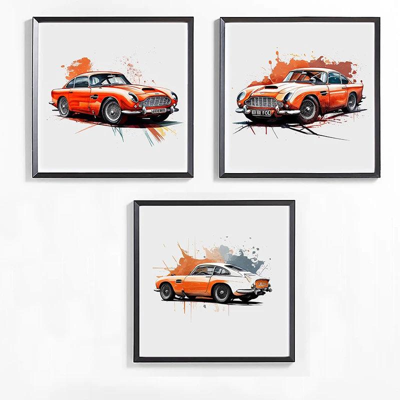 1960 Aston Martin DB5 Classic Race Car Poster Canvas Printing and Print Wall Art Vintage Race Car Picture for Living Room Decor