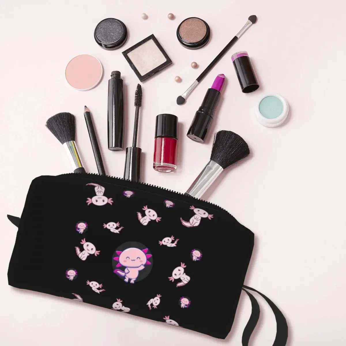 I Axolotl Questions Travel Cosmetic Bag for Women Salamander Animal Makeup Toiletry Organizer Lady Beauty Storage Dopp Kit Case image 3