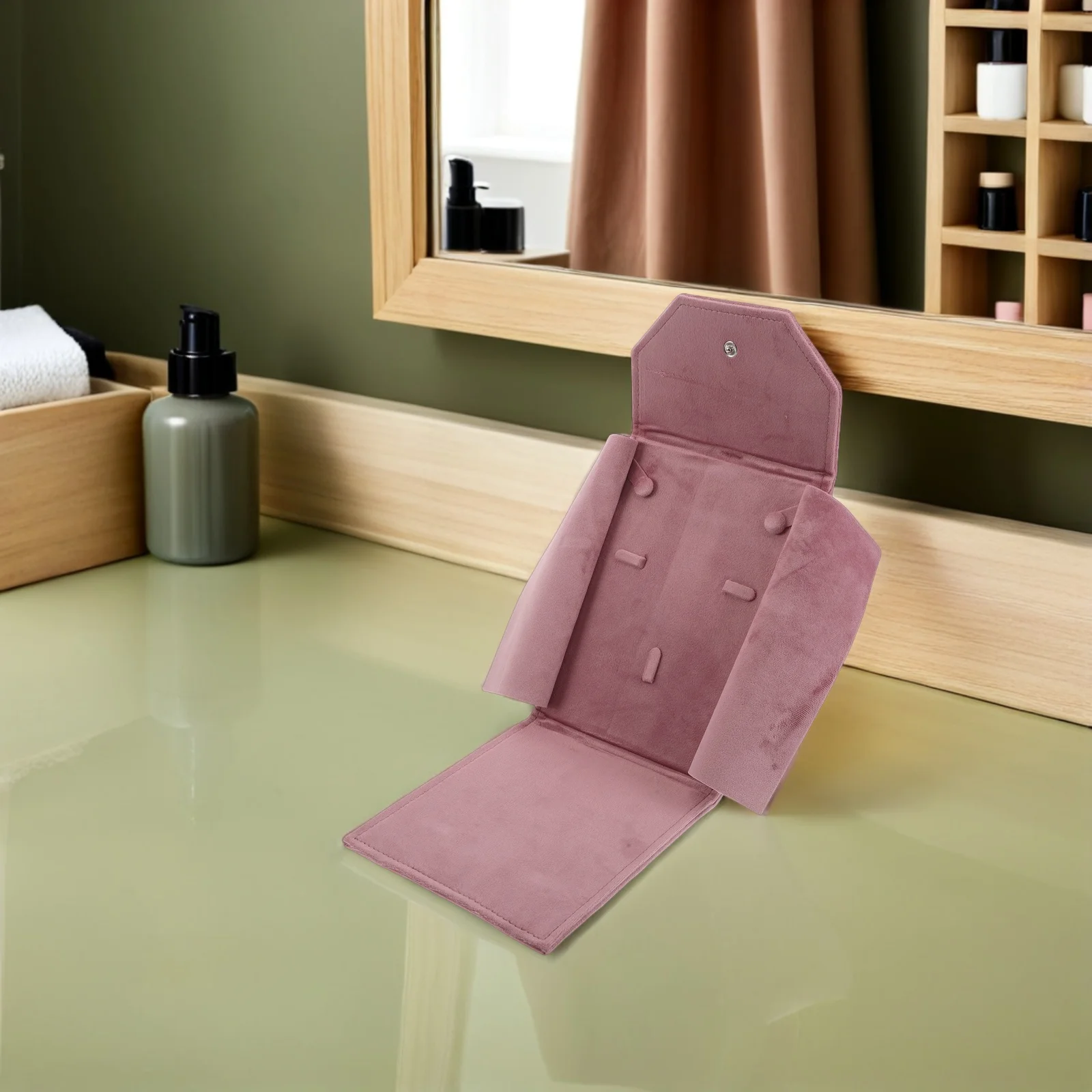 

Jewelry Storage Bag Pink: Travel Jewelry Organizer Case Button Closure For Necklace Ring Bracelet Earring Pouch Container