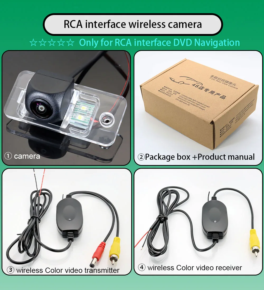 2.4 Ghz Wireless Rear View Fisheye Camera For  Audi Q7 4L Q7 TDI 4M 2005~2020  RCA HD  Color Video Transmitter Receiver