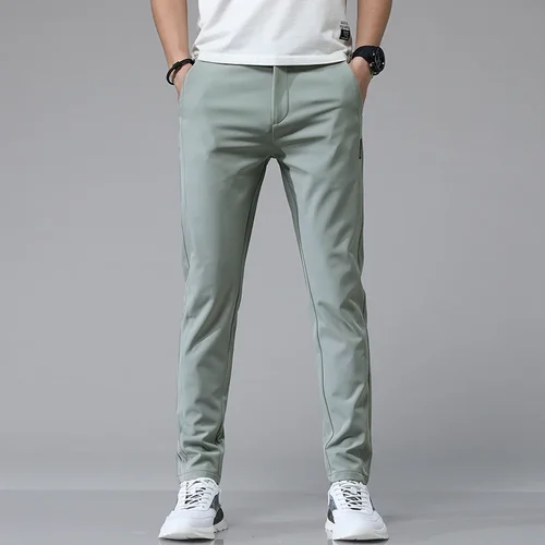 Imagen 2 del producto Nuevos pantalones informales rectos ajustados elásticos ultrafinos para primavera y verano para hombre, pantalones deportivos de Golf transpirables a la moda de alta calidad