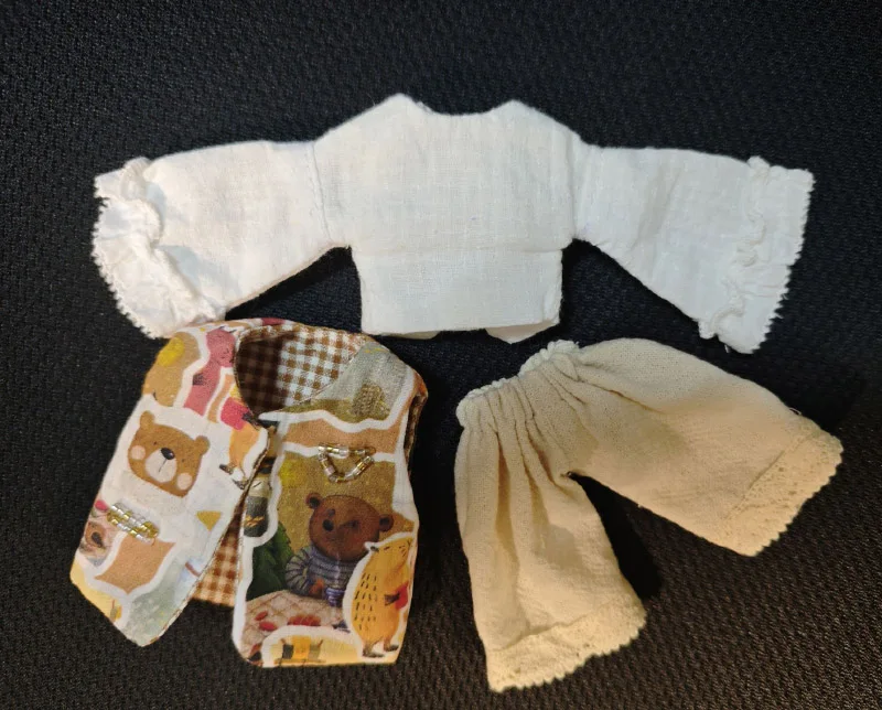 3PCS Forest style clothes blythe doll outfit  top/pant/Vest 1/6 30cm(Fit for Pullip,Ob22/24/26, Licca)