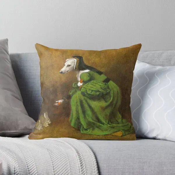 Tudor Whippet With Rabbits  Printing Throw Pillow Cover Sofa Anime Cushion Decorative Comfort Soft Pillows not include One Side