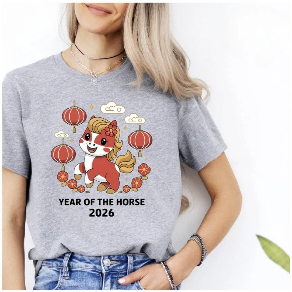 Camisetas del Año del Caballo 2026 para mujer, camisetas de Año Nuevo Lunar, regalo de caballo de Año Nuevo Chino, camisetas de algodón de alta calidad