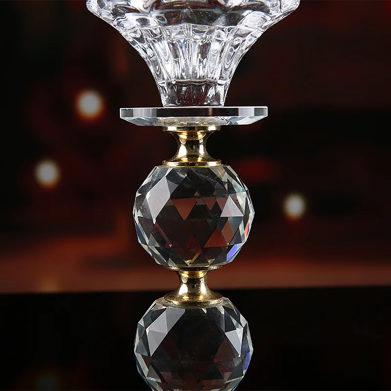 Crystal Candle Holder Glass Candlesticks Feng Shui Bowl Buddhism Ornament Romantic For Wedding Home Bar Dinner Party Table Decor
