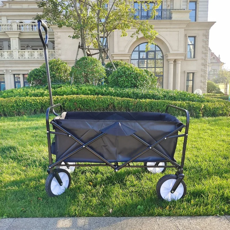 Carrito de Jardín Plegable Portátil, Carretilla Resistente de 4 Ruedas, Carrito de Mano Plegable para Camping, Mercado, Entrega a Domicilio