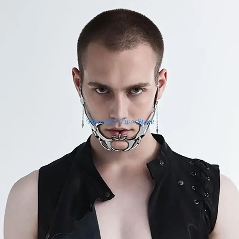 

HX6F Punk Face Nose Ornament Mask Unisex Gothic Masquerade Jewelry Accessory