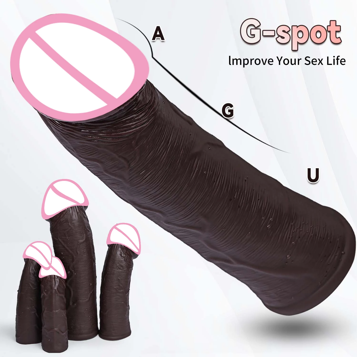 Penis Cock Sleeve Male Penis Enlarger Extender for Men Realistic Dildo Penis Ring to Lock the Sperm Male Penis Training Sex Toy