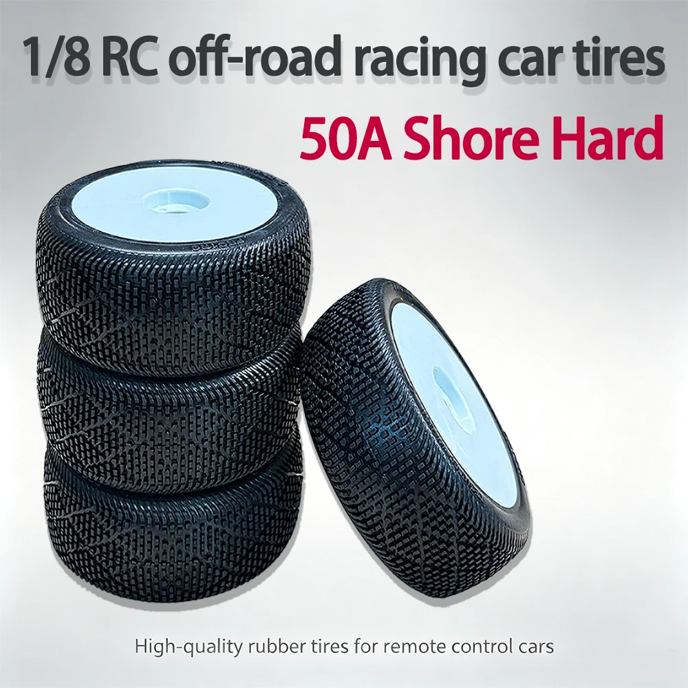 

Yufung 4pcs 1/8 RC BUGGY TIRES 50a Hard Shore 17mm Hex Pre-glued For ARRMA Traxxas Redcat Losi Kyosho VRX HPI