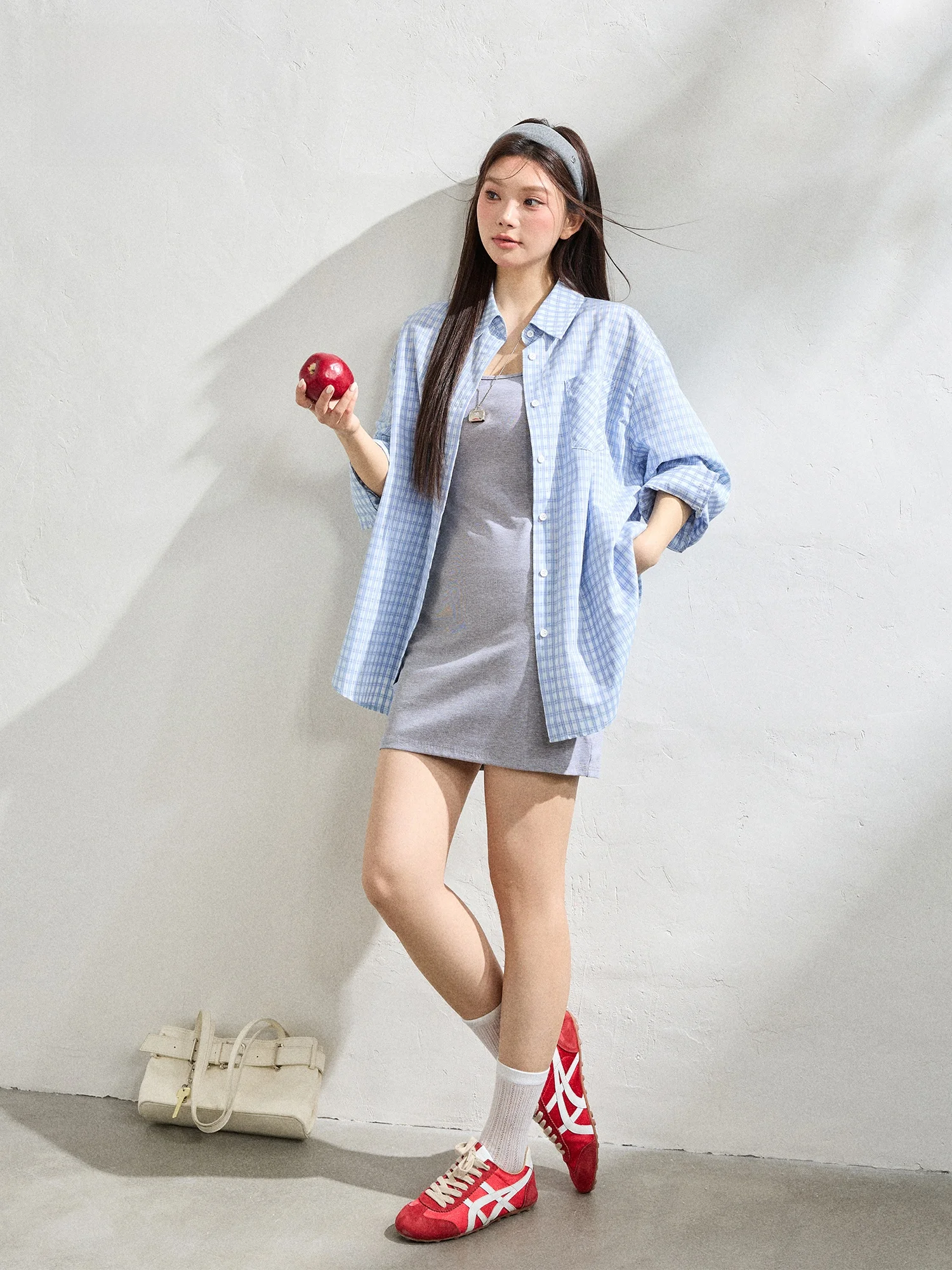 

plus Size Women's irt And Skirt Set ey Striped irt with Matching ey Strap Vest Spring Faion plus Size Korean Sle