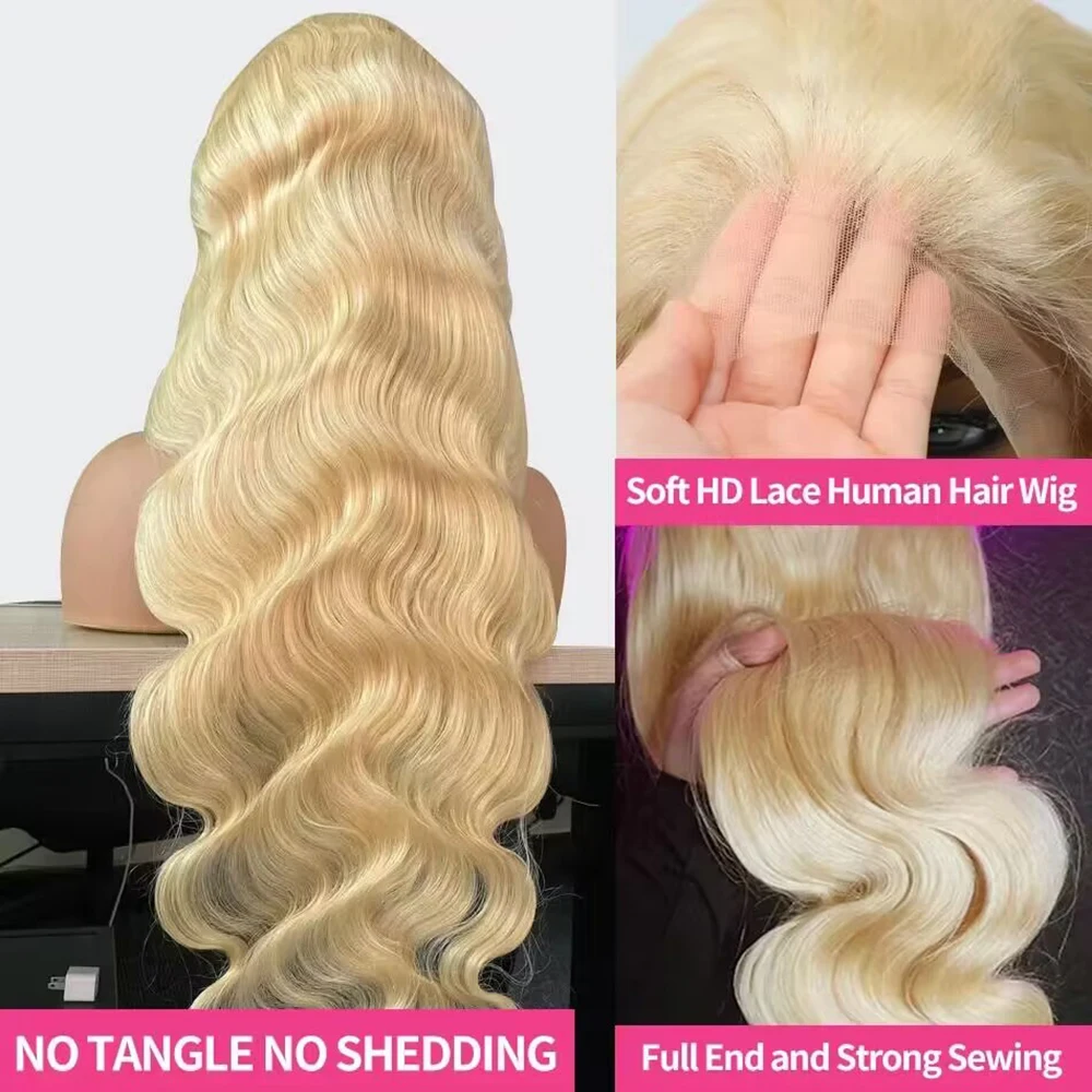 613 blonde Körper welle 13x6 hd transparente Spitze Frontal Perücke brasilia nisch gefärbt vor gezupft 13x4 Spitze Front Perücke menschliches Haar für Frauen