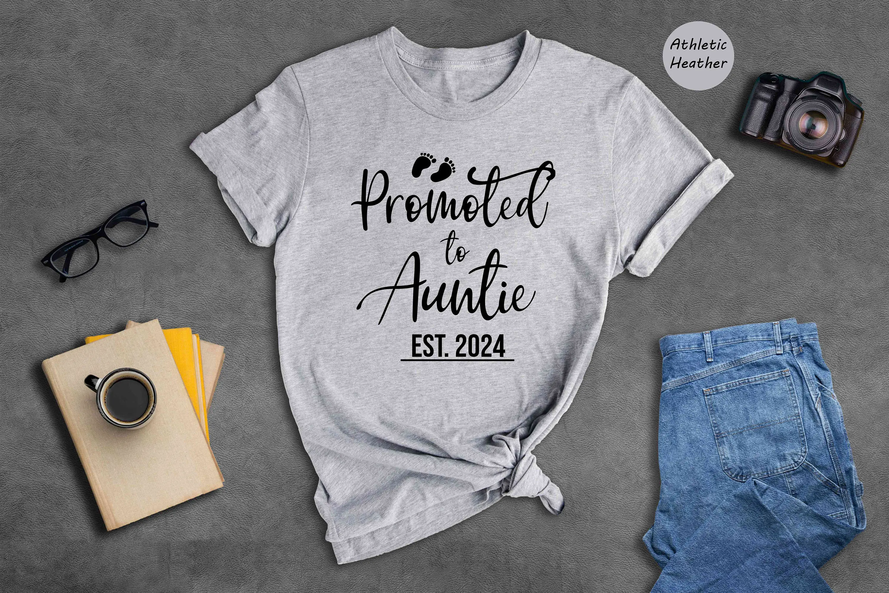 Baby Announcement Promoted to Auntie Uncle Est 2024 New AunT T Shirt Pregnancy Reveal