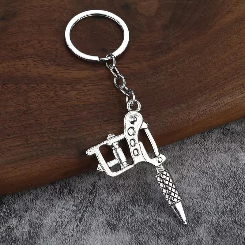 Hip Hop Vintage Mini Tattoo Machine Necklace Punk Style Tattoo Gun Pendant Necklace Women Men  Jewelry