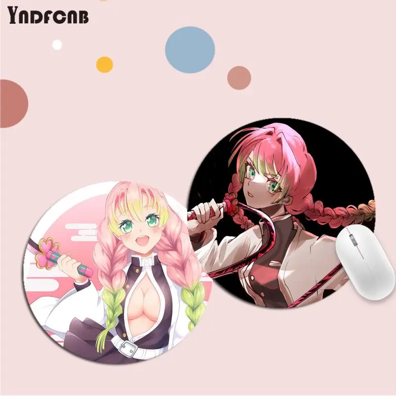 Mitsuri anime girl Mousepad Round Custom Skin Desktop Desk Mat Kawaii Gaming Students Writing Pad Mouse Pad for PC Mouse Carpet