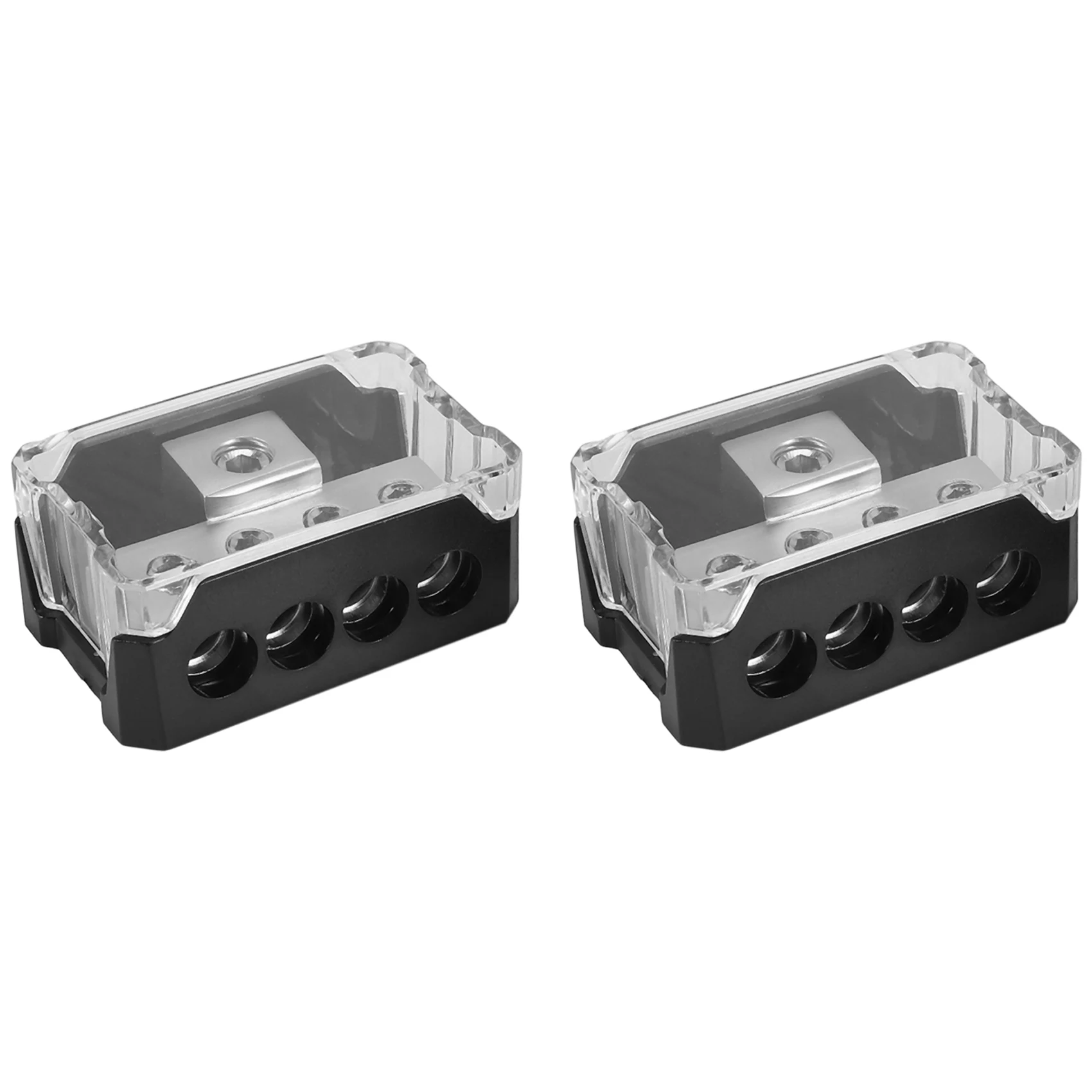 4Way Power Distribution Block 0/2/4 AWG Gauge in 4/8/10 Gauge Out Car Audio Connecting for Audio Splitter X2(1 In 4