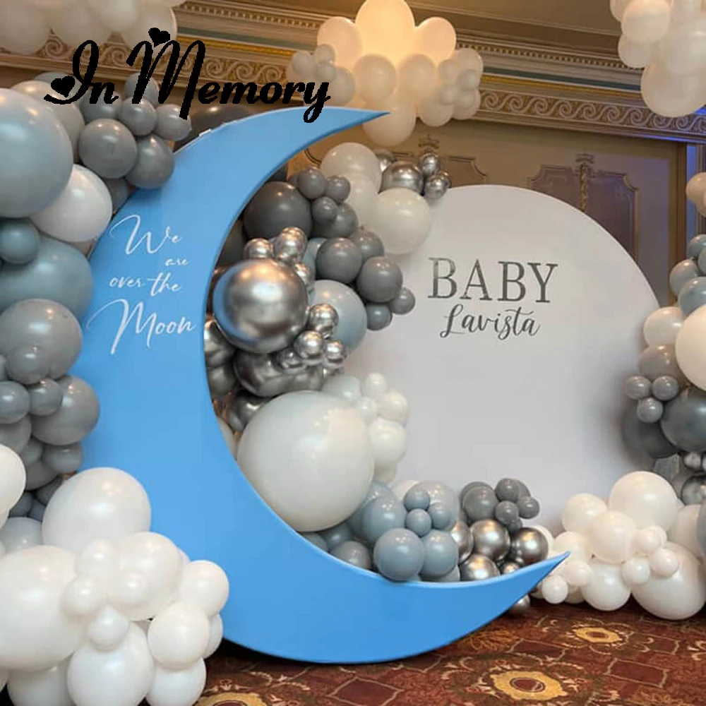 6.5ft Portable Crescent Moon Shape Backdrop Cover Stand for Baby Showers & Birthday & Wedding Events Customized