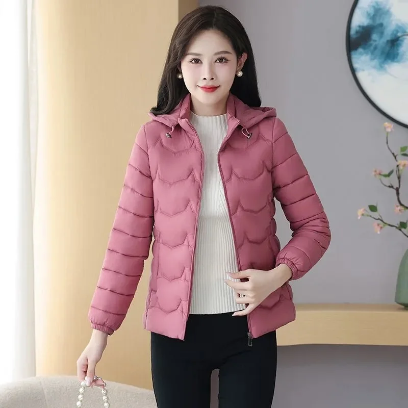 

Winter Short Jacket Parkas Women 2025 New Thicken Warm Coat Hooded Solid Color Casual Parka Women Streetwear Down Cotton Jacket