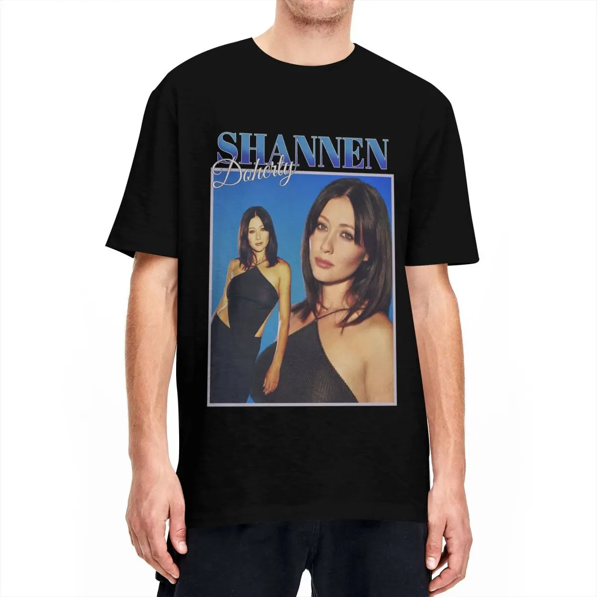 Shannen Doherty Actress T-Shirt American Harajuku T-Shirts Short-Sleeve Vintage Tops Beach 100 Cotton O-Neck 4XL 5XL 6XL Tees