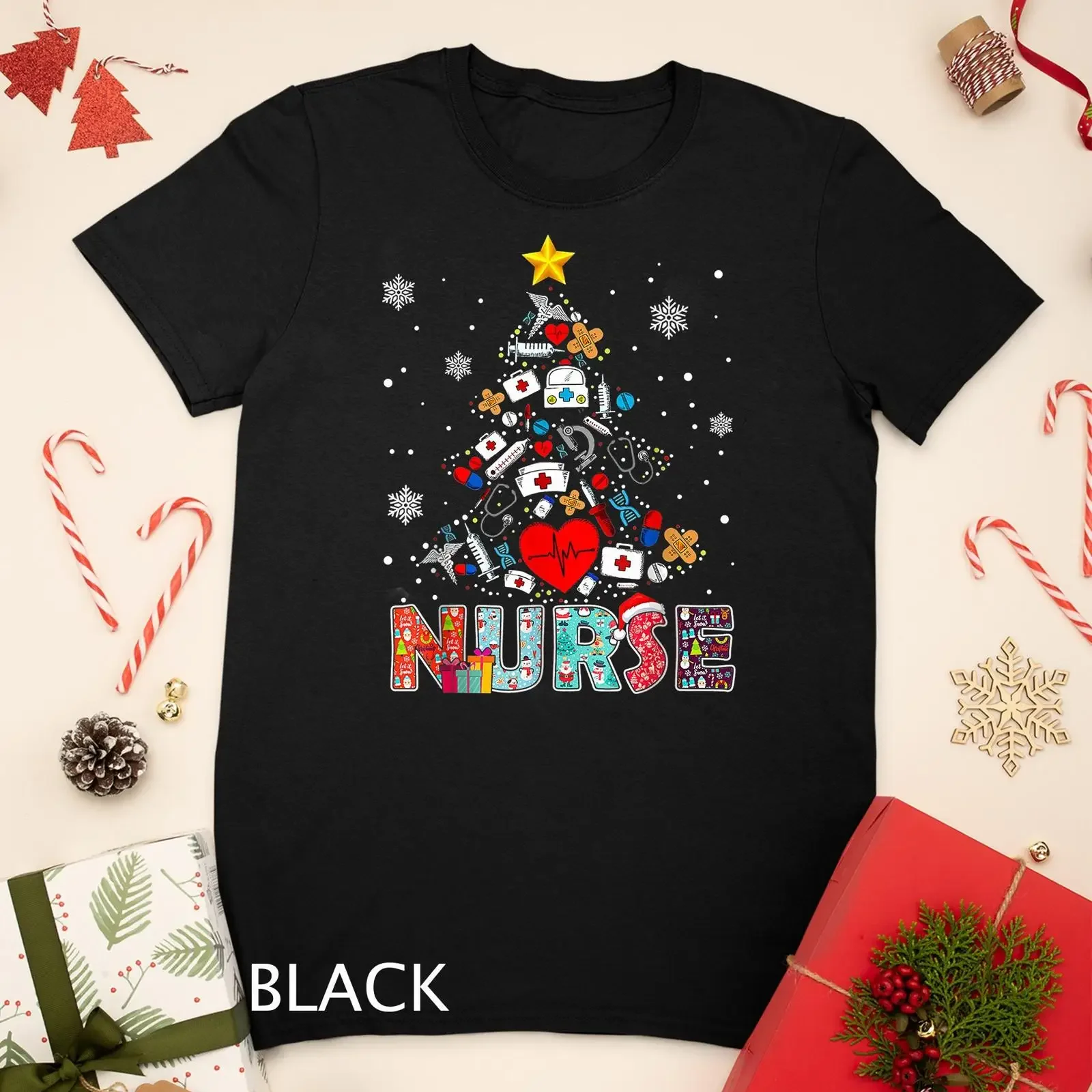 Nurse Christmas Tree Stethoscope RN LPN Scrub Nursing Xmas T Shirt SweaT vintage Washed Breathable Slightly Stylish