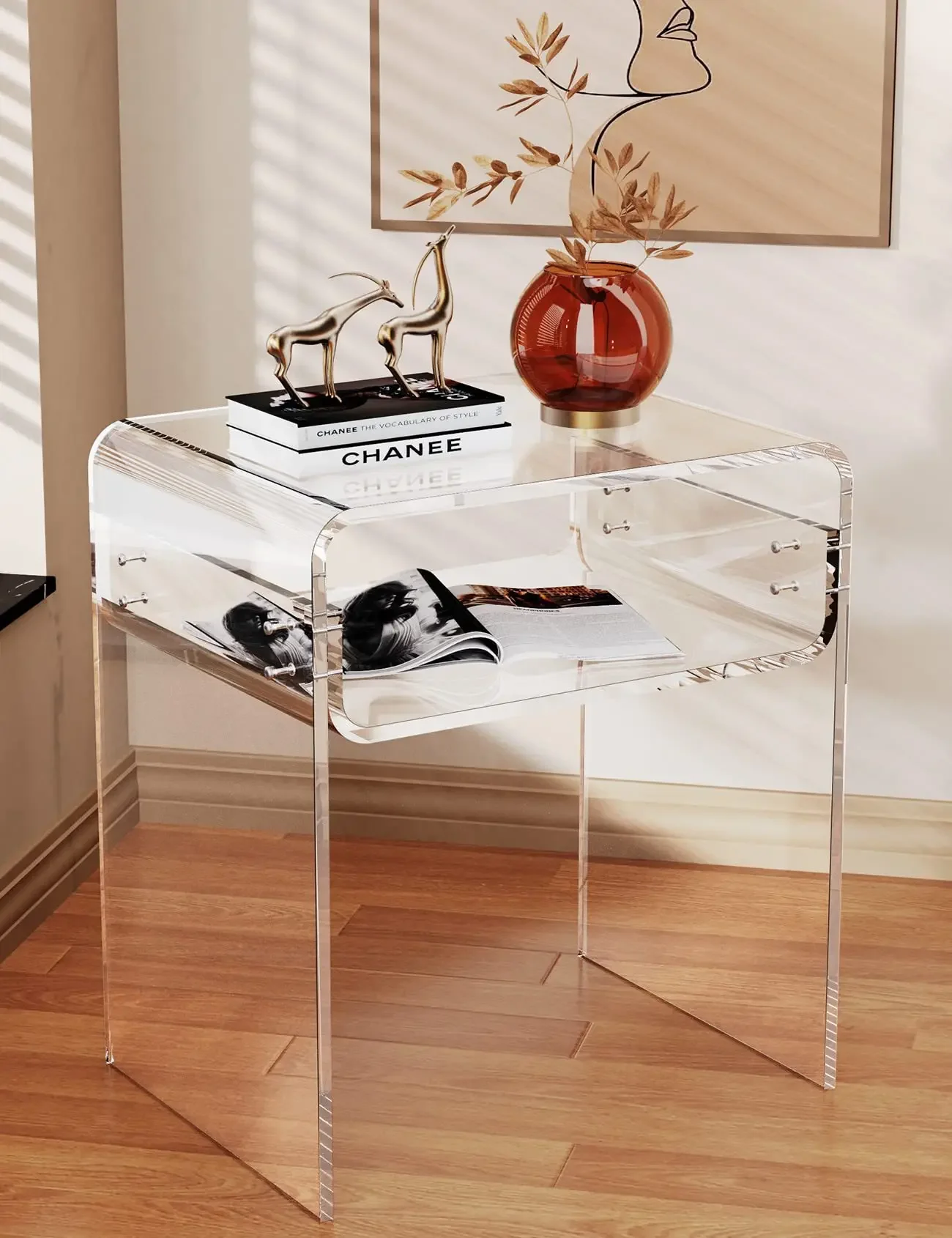 Transparent Acrylic Bedroom Bedside Table Living Room Minimalist Coffee Table Bedside Bedside Table Bedroom Home Decoration