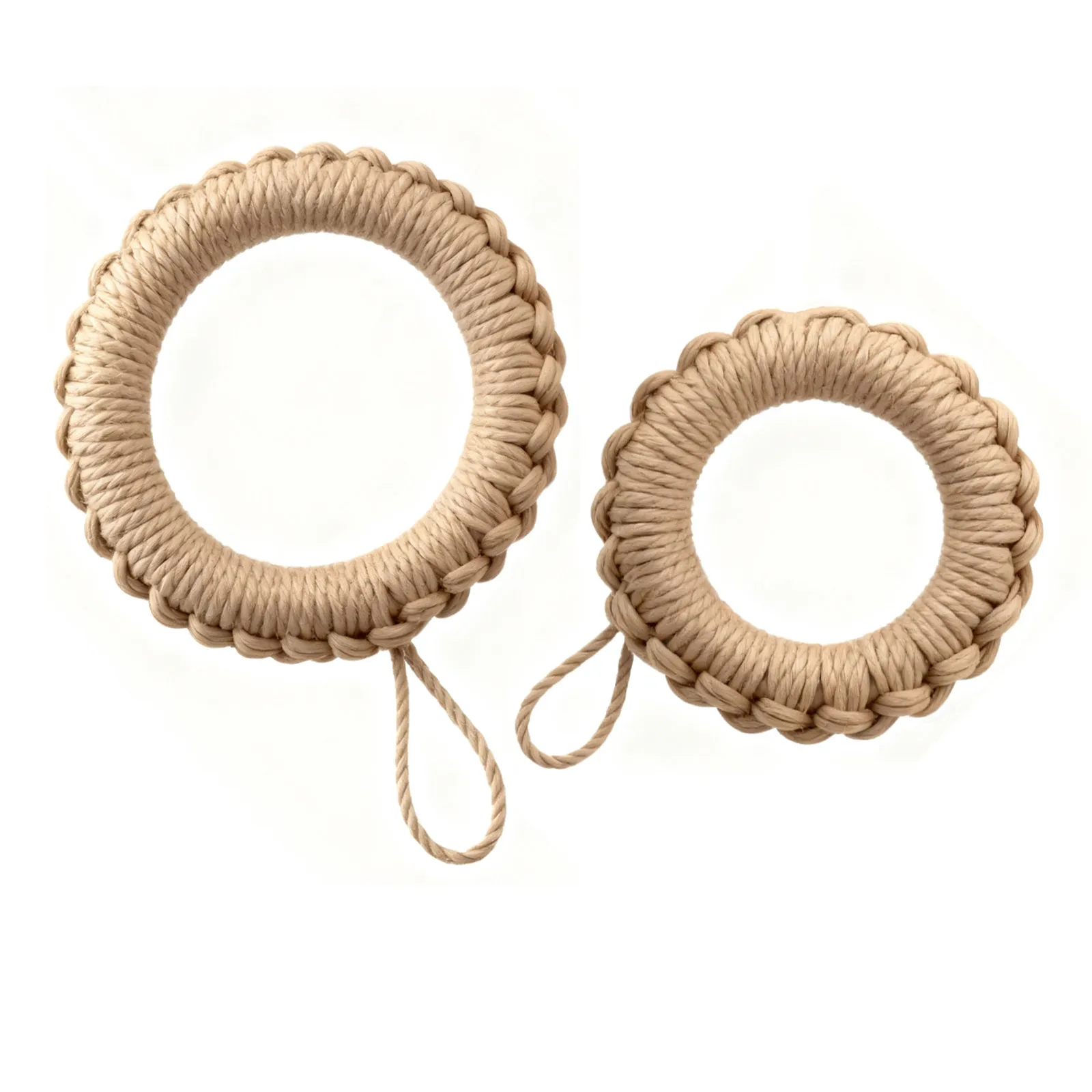 

2Pcs Jute Woven Coasters 7.47'' 5.5'' Farmhouse Style Round Placemats Heat Resistant Potholders for Kitchen Dining Table Decor