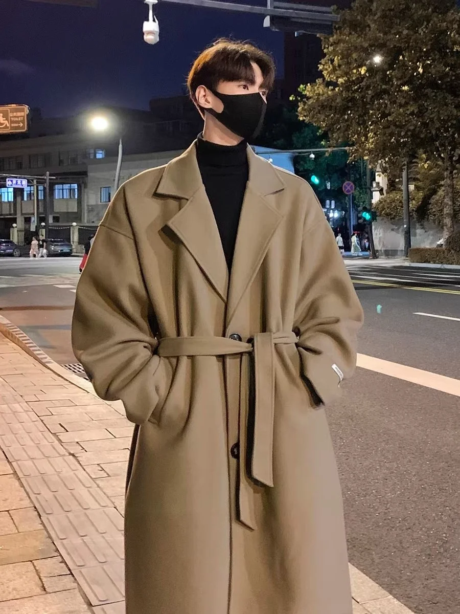 

Large Size Briti Sle Woolen Coat Men Women Winter Trendy Loose Long Coat Youthful Warmth Comfortable Long Sve Button D...