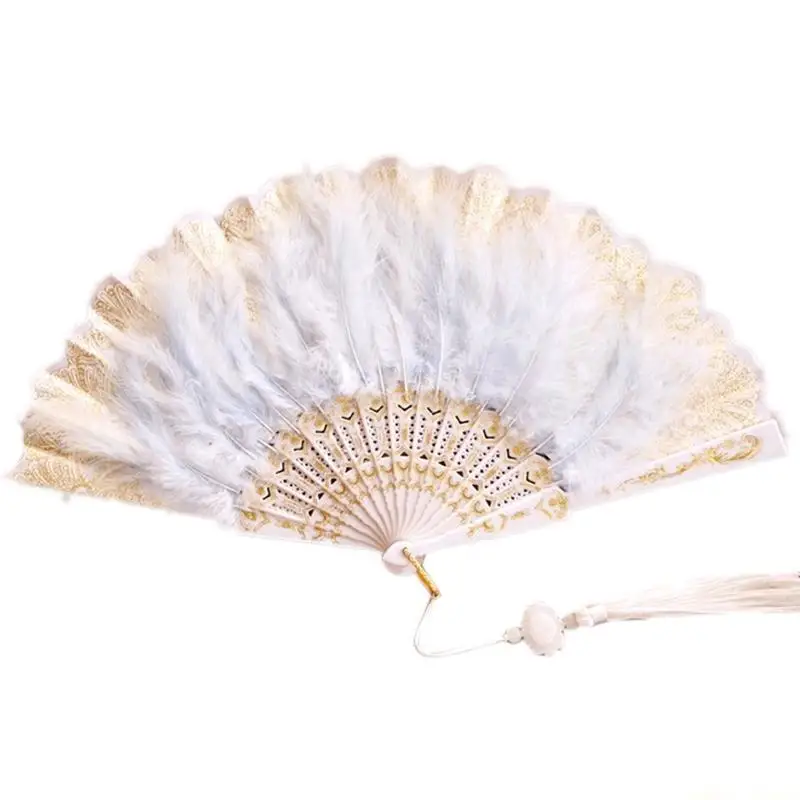 

31BF Лолита в винтажном стиле с кружевным веером из перьев 20-х годов, костюм-хлопушка, складной ручной веер
