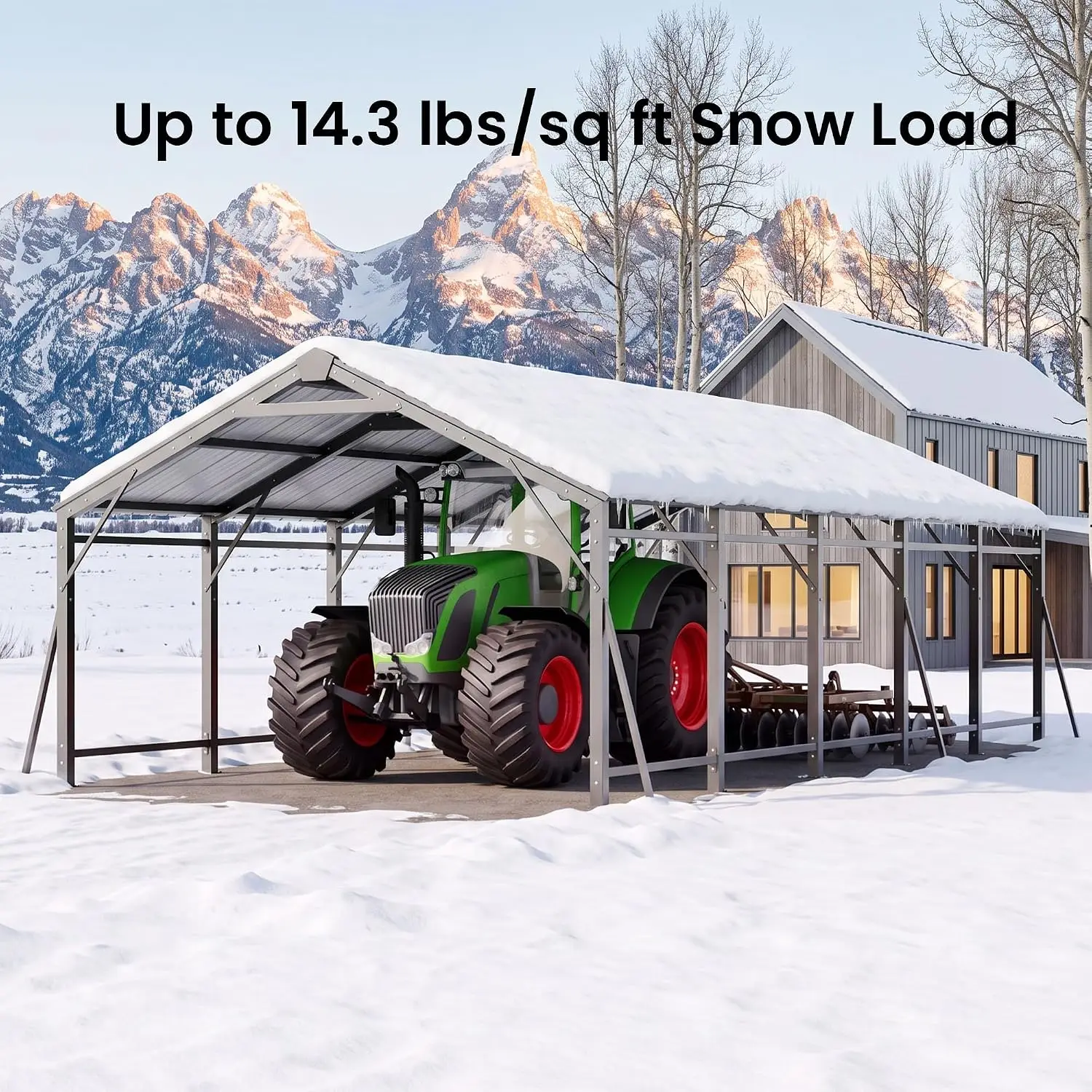 13x 26 FT Heavy Duty Metal Carport, Galvanized Steel Car Canopy with Reinforced Frame, Outdoor Car Garage Shelter, Customized