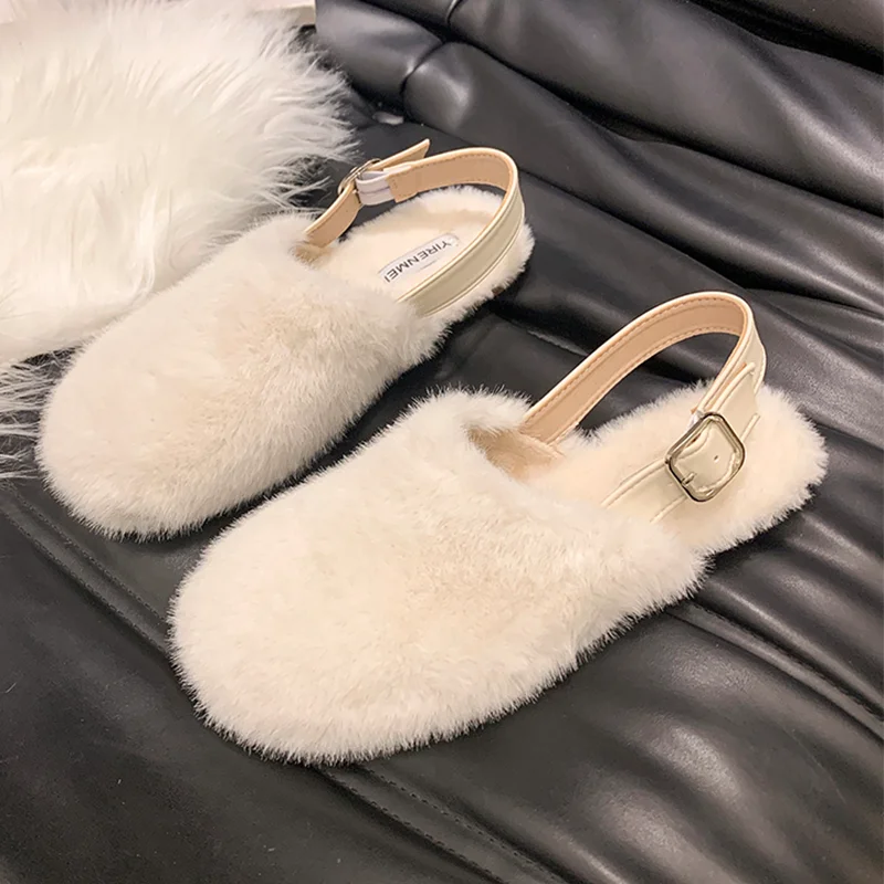 

Fur Women Slippers Flats Elegant Snow Boots Fashion Casual Shoes 2025 Winter Luxury Dress Flip Flops New Home Cozy Mujer Zapatos