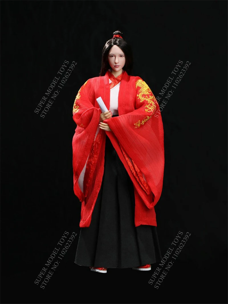 In Stock 1/6 Scale Female Soldier Clothes Set Classic Style Red Embroidered Waist Robe Dress For 12-inch Action Figure Model