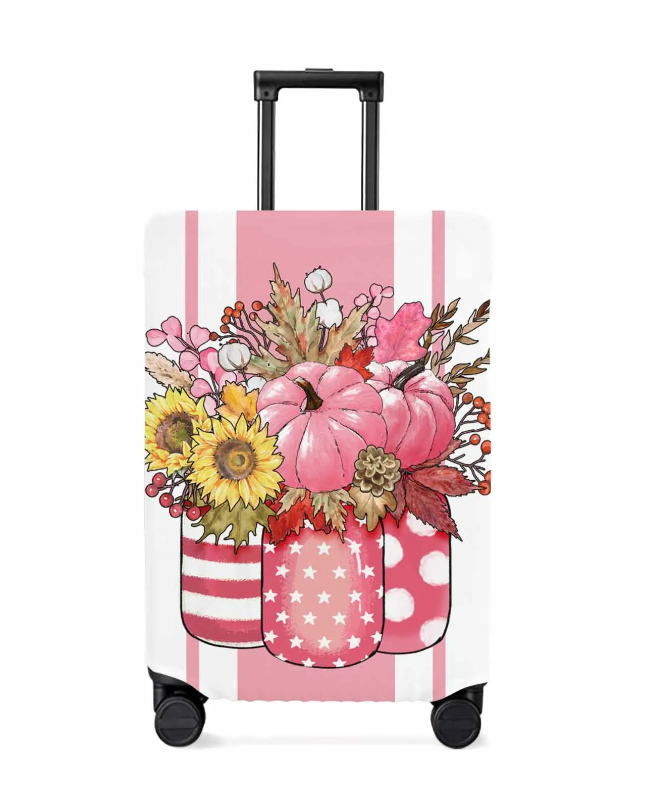 

Autumn Pumpkin Maple Leaves Stretch Suitcase Protector Baggage Dust Case Cover For 18-32 Inch Travel