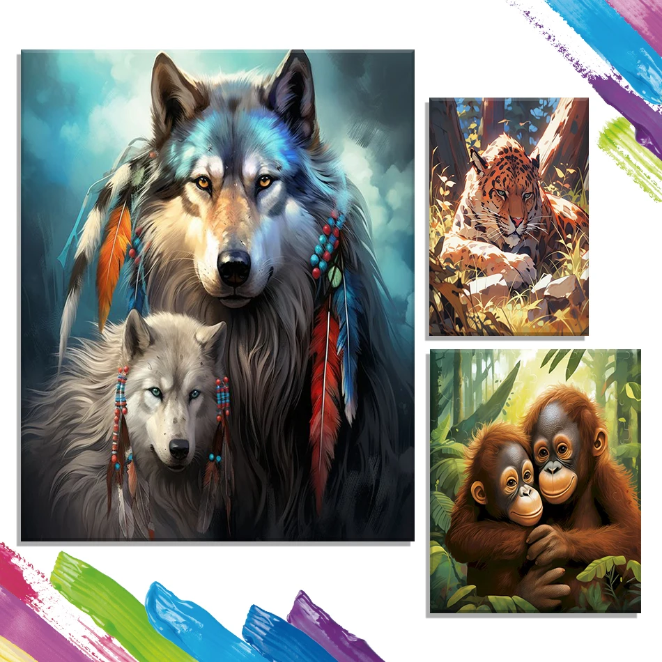 

GATYZTORY Coloring By Numbers Painting Animals Handmade Canvas Art Painting Acrylic Paints Color Markers Paint Kit Oil Wall Art