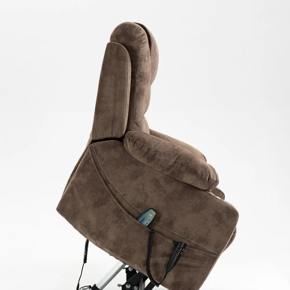 كرسي كرسي رفع كهربائي كبير الحجم لكبار السن طويل القامة تدليك مخملي ساخن سعة 400 رطل مسطح 180 درجة #5