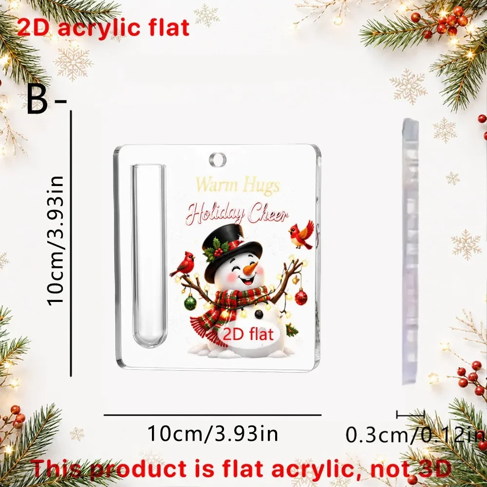 2D Flat Acrylic Money Clip Pendant Santa Claus Snowman Christmas Tree Decoration Jewelry Accessories Keychain Holiday Gift