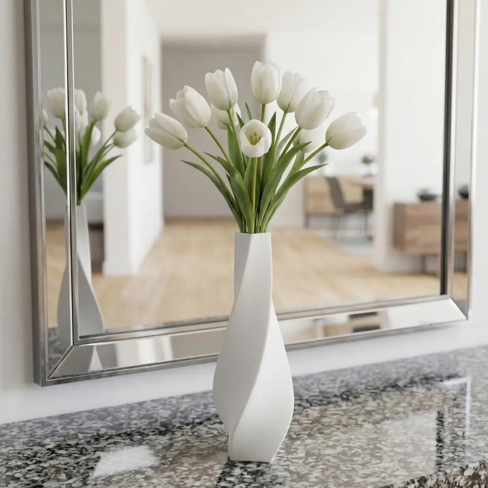 3D Printed Twisted Vase Silk Like Minimalist Flower Arrangement Holder Nordic Style Decorative Flower Vase Coffee Table