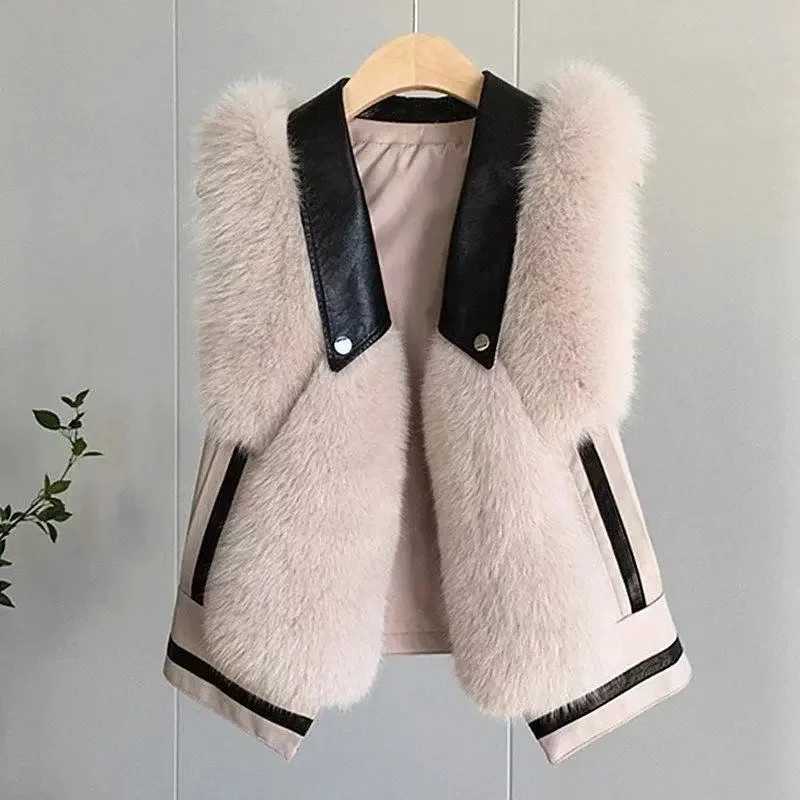 Fashion Imitation Fur Vest Women's Vest Waistcoat 2025 Autumn Winter New Short Furry and Soft Versatile Vest Jacket Coat