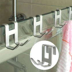 H Shape Door Hooks Space Aluminum Glass Free Hole Hanger Shower Towel Rack Key Holders Kitchen Bathroom Shelf Home Organizers